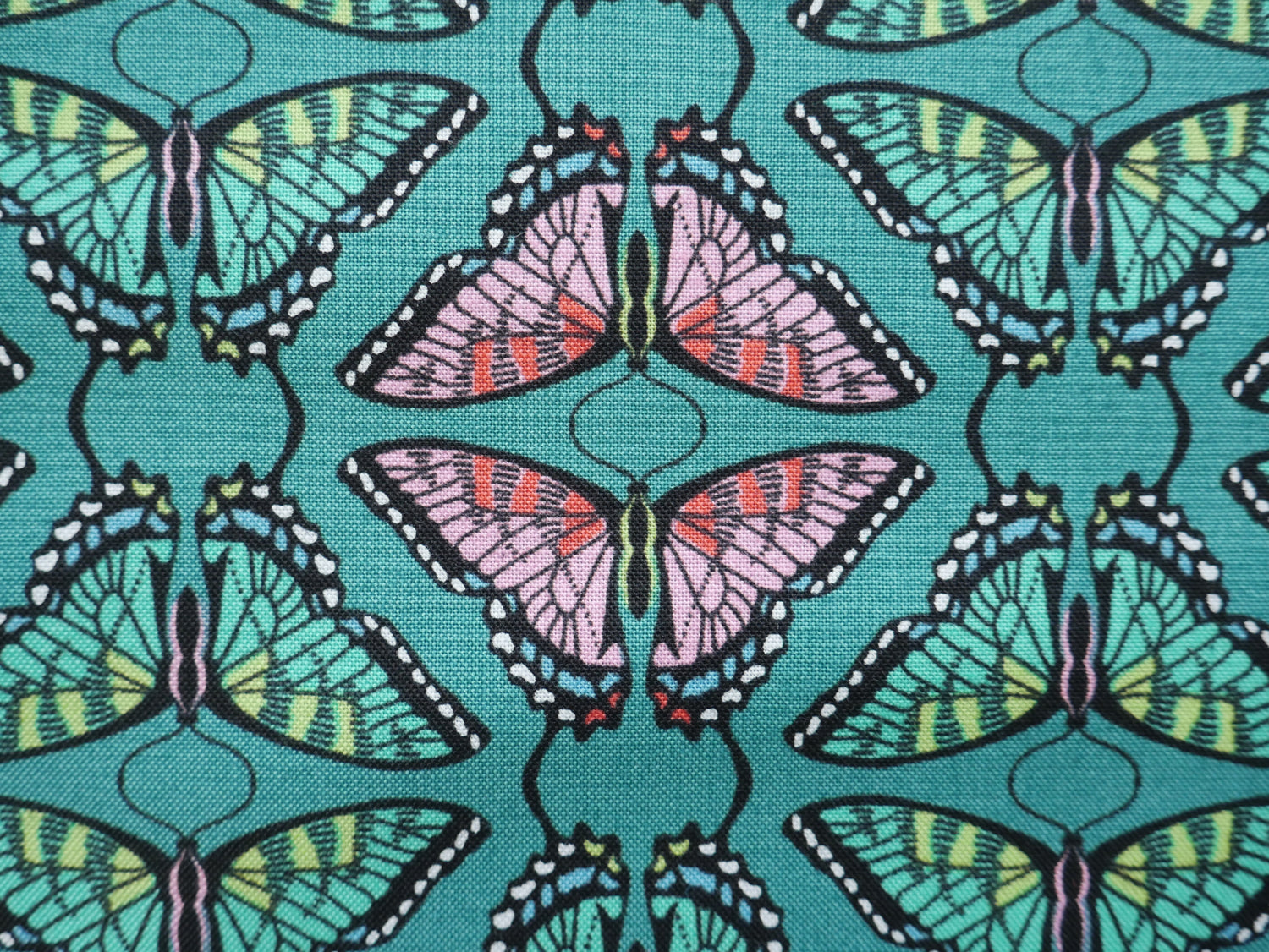 Flora and Fauna - Swallowtail in Teal, 100% Cotton, £12.50 p/m-Cotton-Flying Bobbins Haberdashery