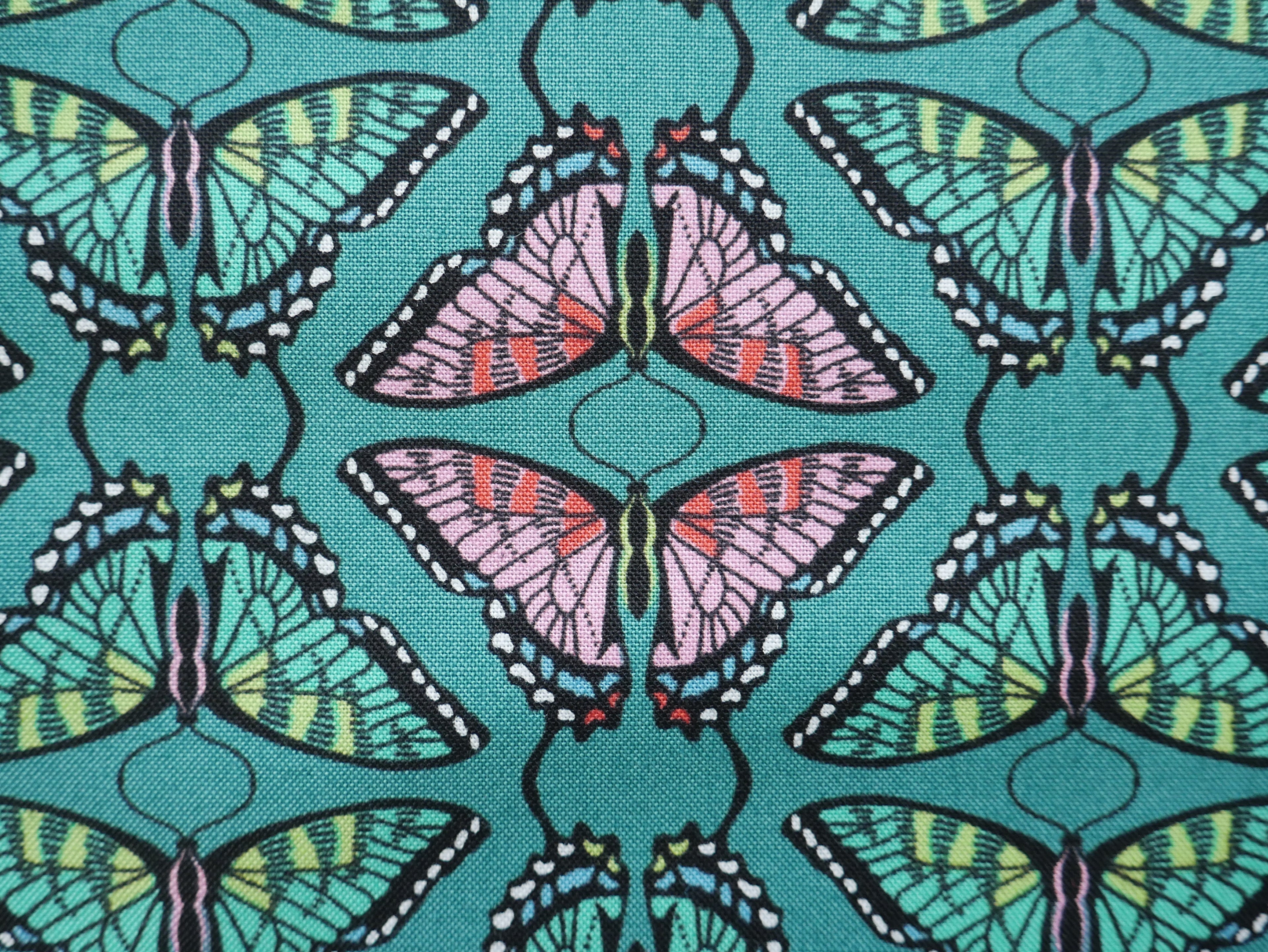 Flora and Fauna - Swallowtail in Teal, 100% Cotton, £12.50 p/m-Cotton-Flying Bobbins Haberdashery