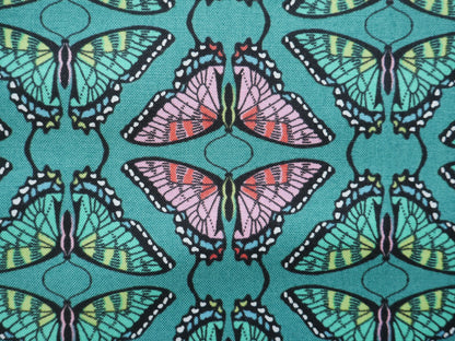 Flora and Fauna - Swallowtail in Teal, 100% Cotton, £12.50 p/m-Cotton-Flying Bobbins Haberdashery