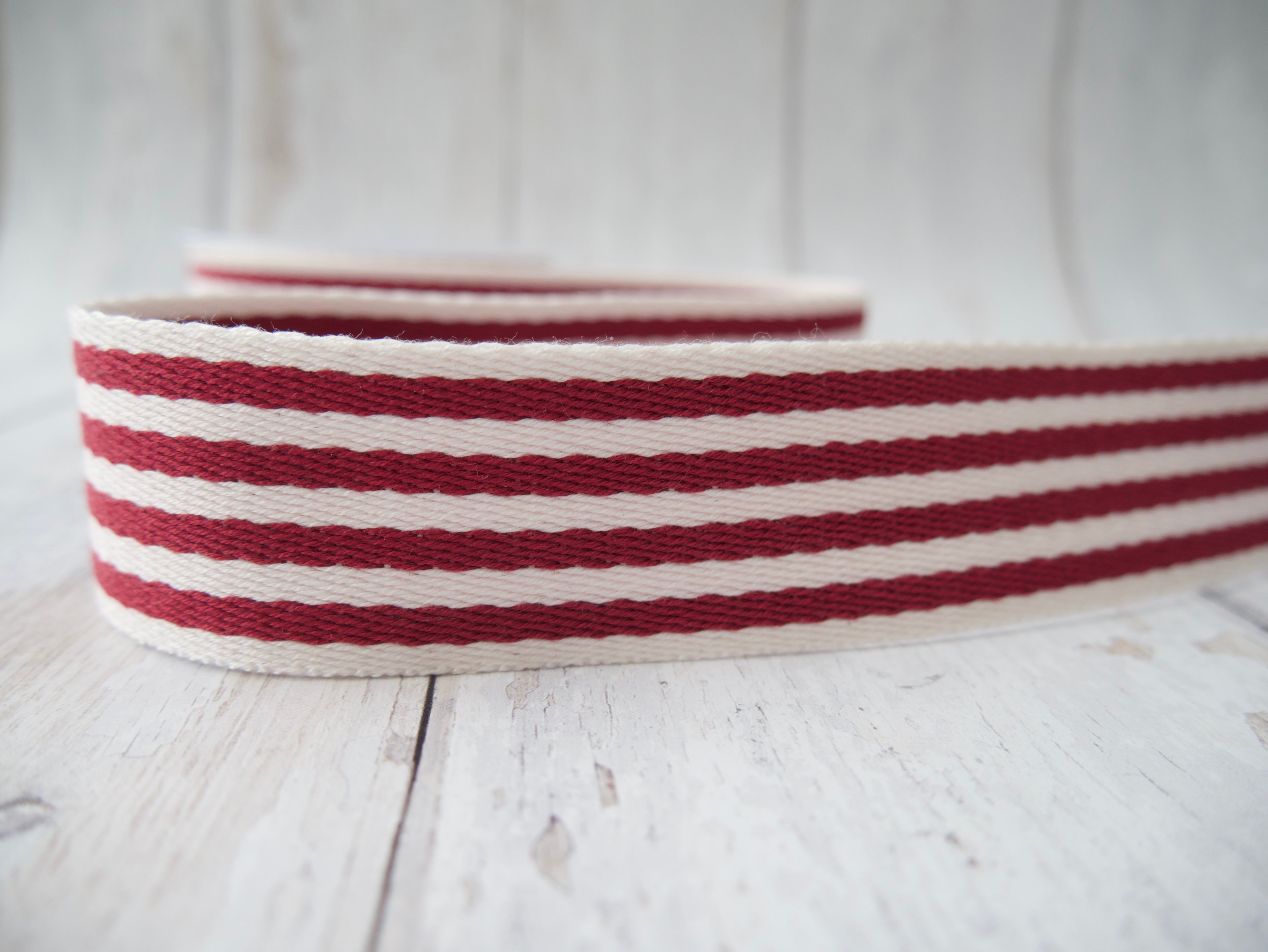 38mm Stripe Webbing - Burgundy-Webbing-Flying Bobbins Haberdashery