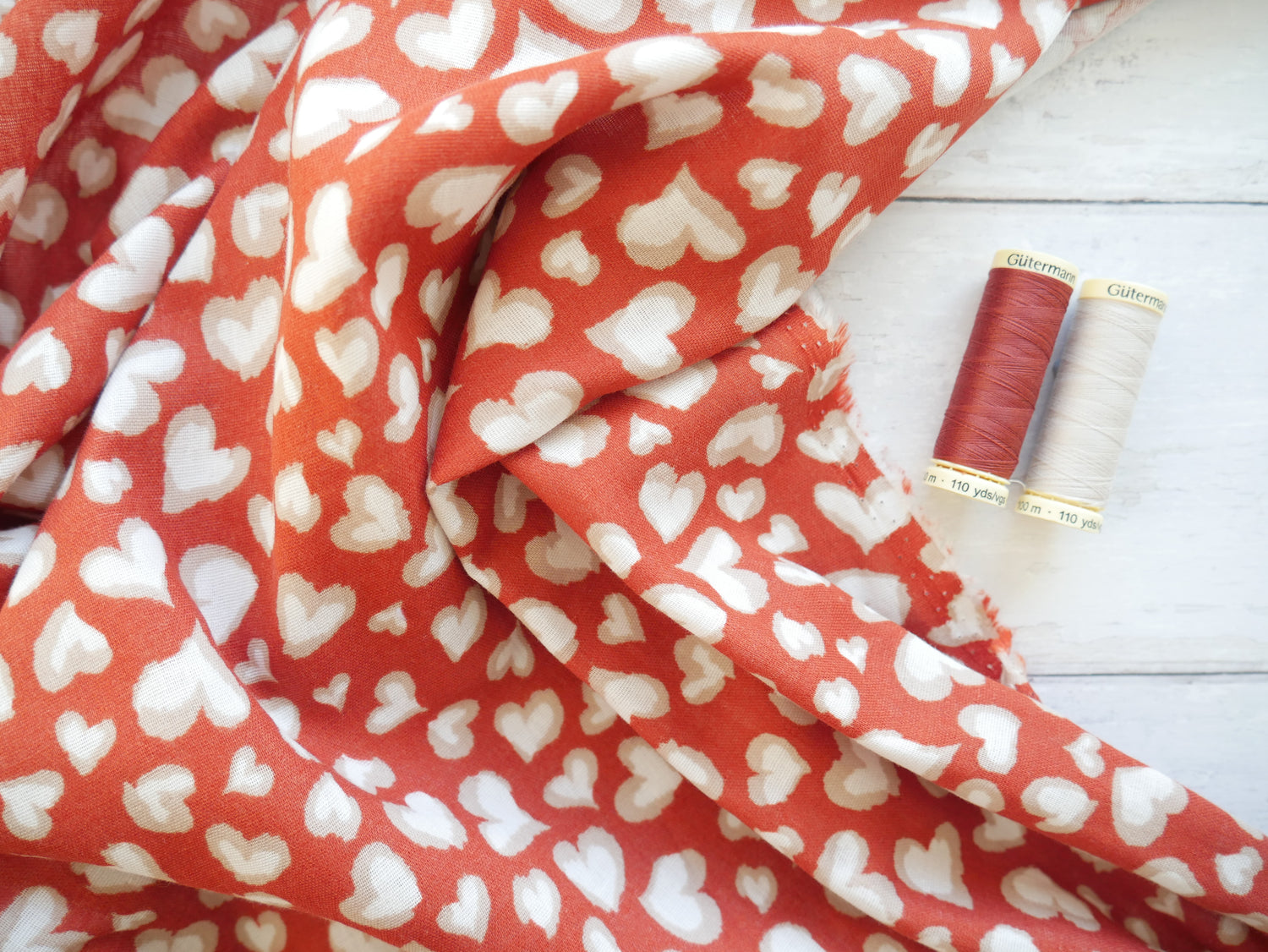 Painted Hearts Double Gauze £8.00 p/m-Flying Bobbins Haberdashery