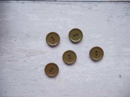 2-Hole 15mm Button in Olive-Trim-Flying Bobbins Haberdashery