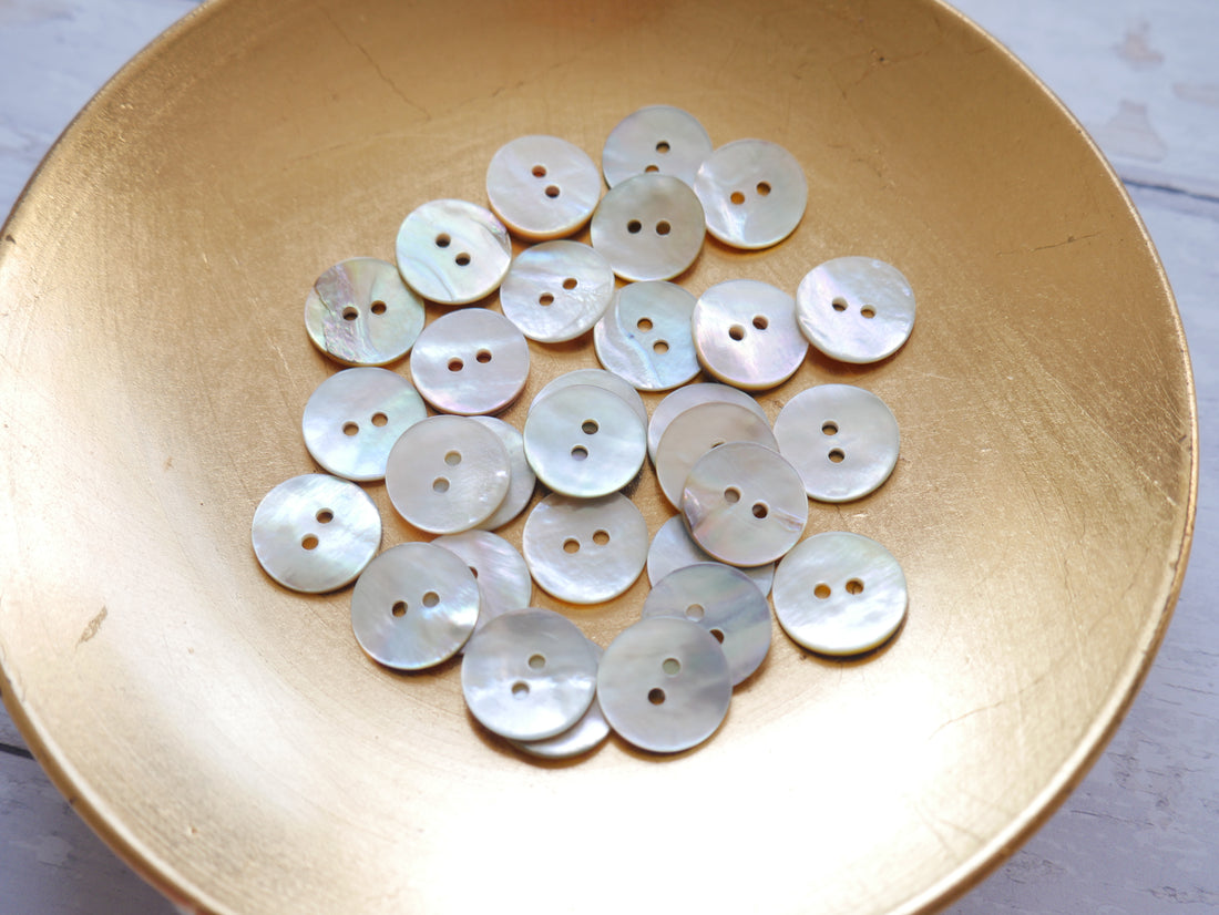 2-Hole Shell Button, 15mm-Buttons-Flying Bobbins Haberdashery