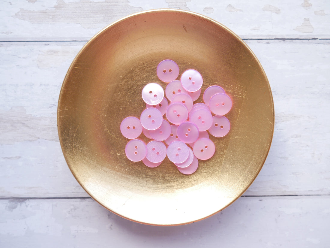 2-Hole 15mm Button in Pink-Button-Flying Bobbins Haberdashery
