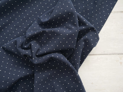 Pin Spot Cotton Jersey in Navy £16.00 pm-Cotton Jersey-Flying Bobbins Haberdashery