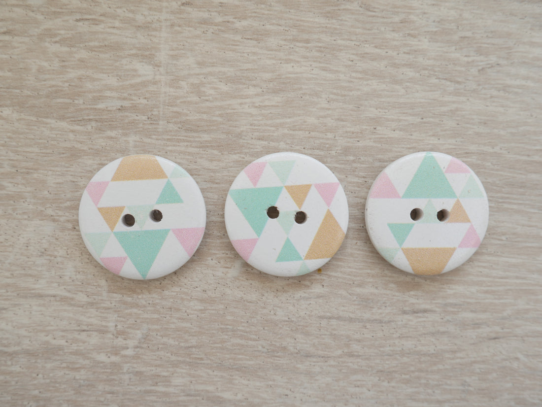 2-Hole Painted Button - Geometric-Buttons-Flying Bobbins Haberdashery