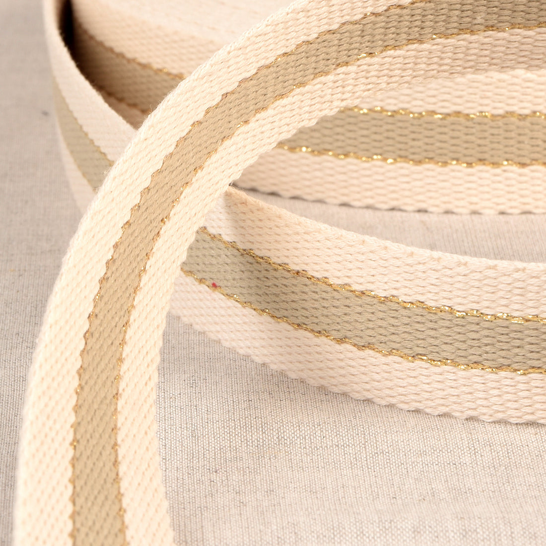 30mm Metallic Stripe Webbing - Taupe-Webbing-Flying Bobbins Haberdashery