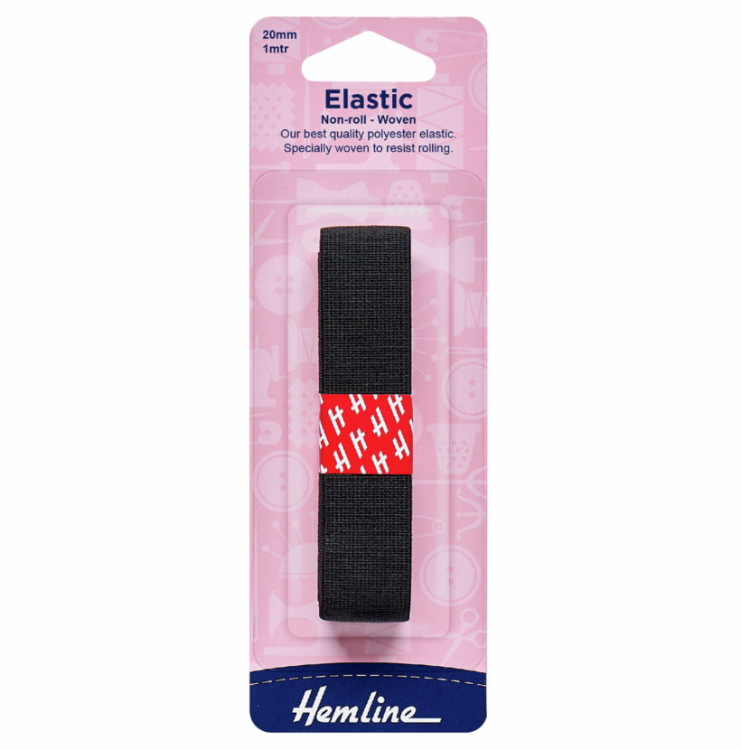 Hemline non-Roll Elastic, 20mm - Black-Elastic-Flying Bobbins Haberdashery