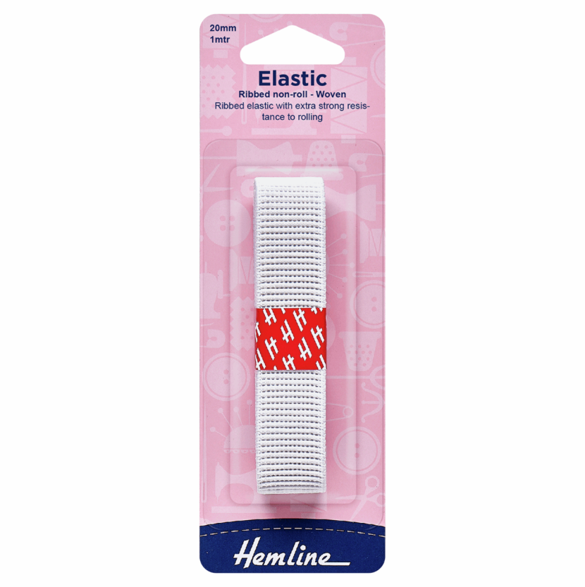 Hemline non-Roll Elastic, 20mm - White-Elastic-Flying Bobbins Haberdashery