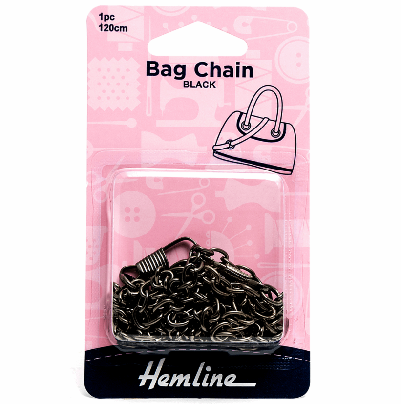 Hemline Bag Chain, 120cm, Nickel Black-Bag Chain-Flying Bobbins Haberdashery
