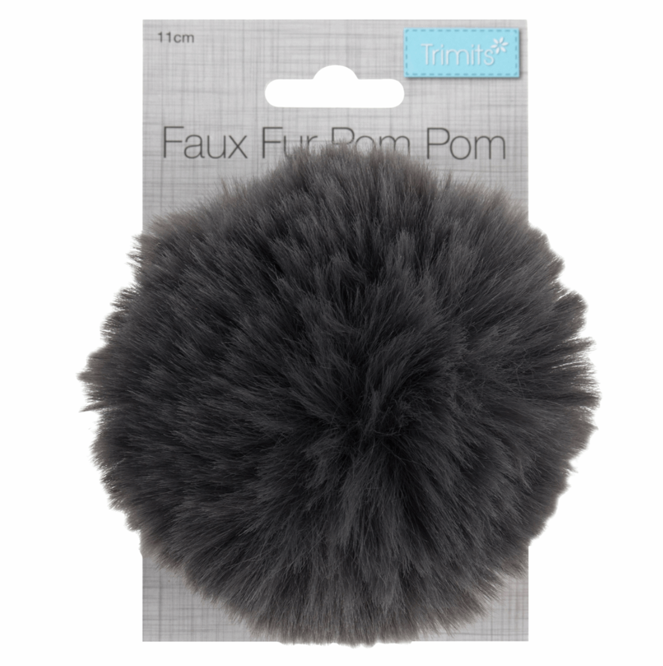 Fur Pom Pom, Grey-Flying Bobbins Haberdashery