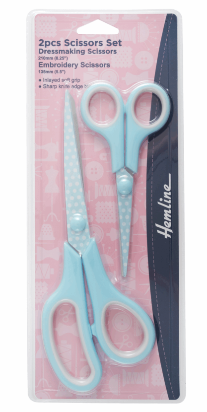 Hemline 2 Piece Scissors Set - Blue-Scissors-Flying Bobbins Haberdashery