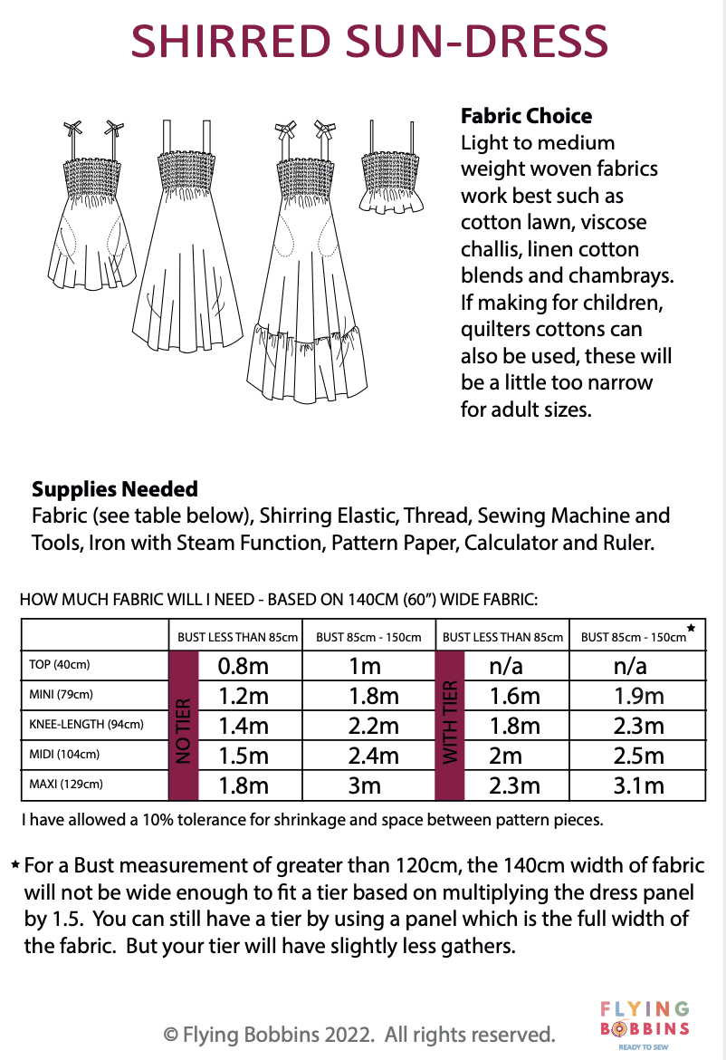 Shirred Sun-Dress Video Course &amp; PDF-Flying Bobbins Haberdashery