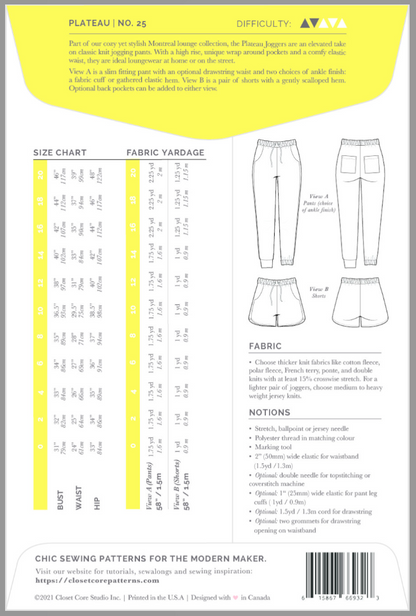 The Plateau Joggers by Closet Core Patterns-Pattern-Flying Bobbins Haberdashery