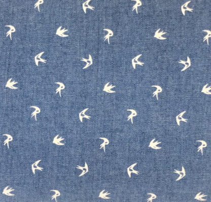 Swallows Print Chambray, £10.00 p/m-Fabric-Flying Bobbins Haberdashery