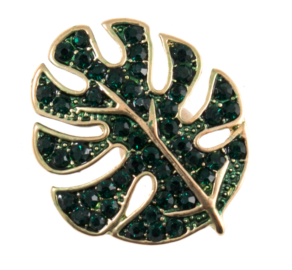 Jewelled Tropical Leaf Button-Buttons-Flying Bobbins Haberdashery