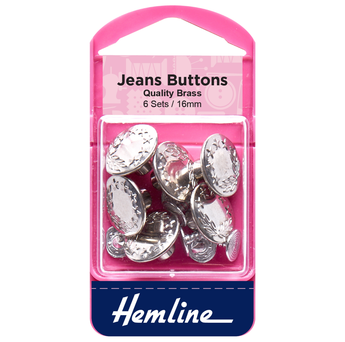 Hemline 16mm Jeans Button, Nickel-Jeans Buttons-Flying Bobbins Haberdashery