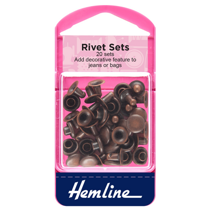 Hemline 7mm Rivet Kit, Bronze-Rivets-Flying Bobbins Haberdashery