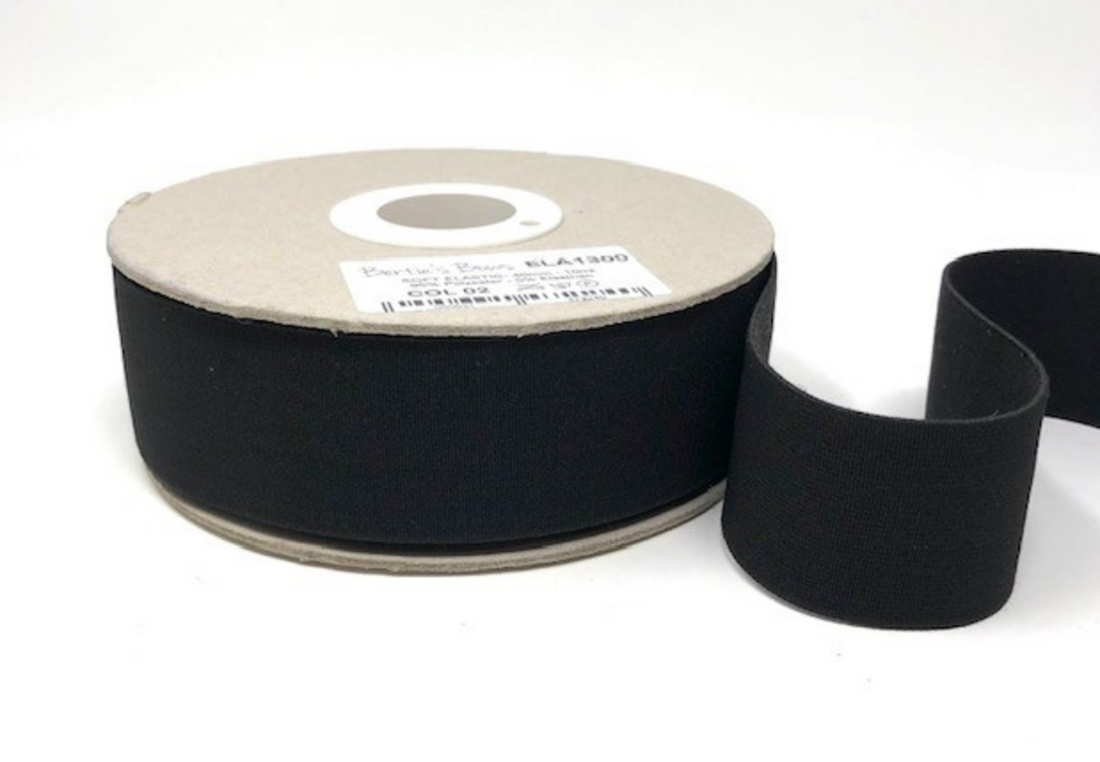 Soft Waistband Elastic, 40mm, Black-Elastic-Flying Bobbins Haberdashery