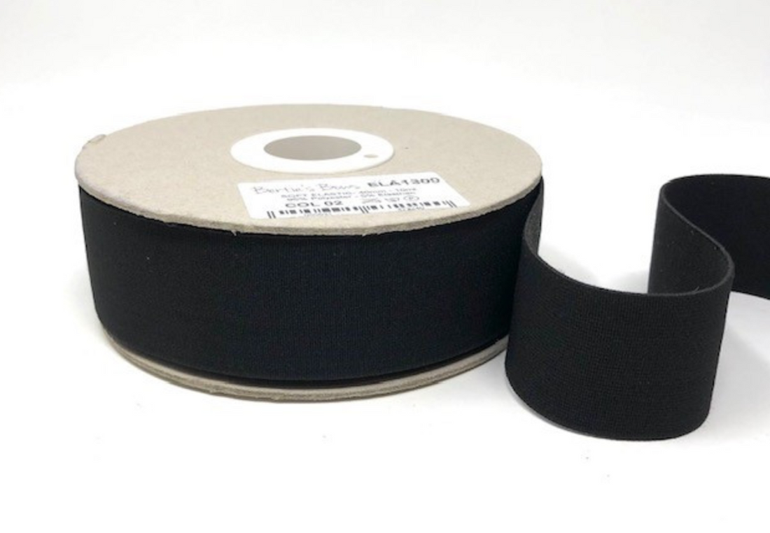 40mm Soft Waistband Elastic - Black-Elastic-Flying Bobbins Haberdashery